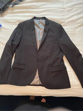 Topman Black Single-Button Notch Lapel Blazer